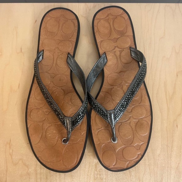 Coach Laurel Leather FlipFlop Sandels SZ 8 - Picture 1 of 6